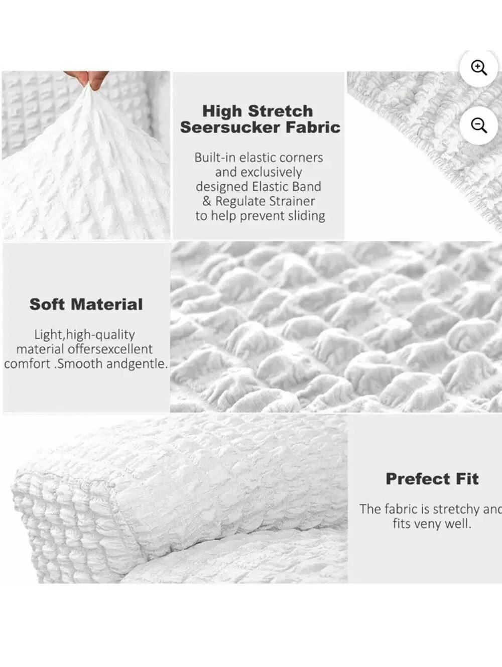 3 Seater - Recliner Couch Covers (White)